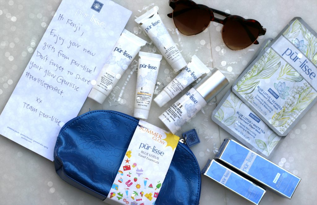 purlisse summer glow blue lotus travel essentials kit