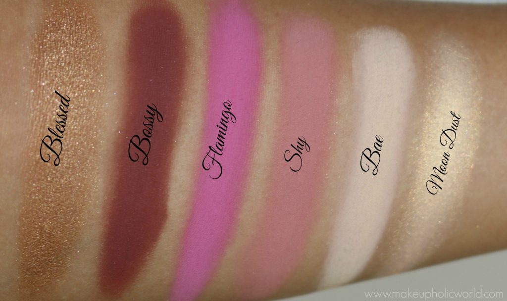 huda beauty rose gold palette swatches