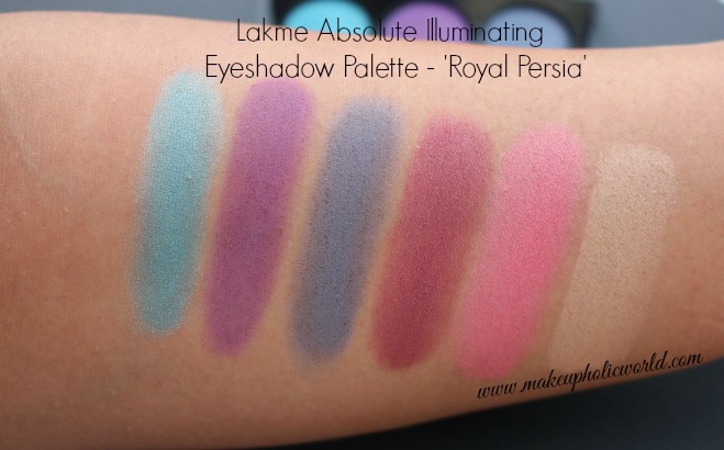 Swatches - Lakme Absolute Illuminating Eyeshadow Palette - Royal Persia (without flash)