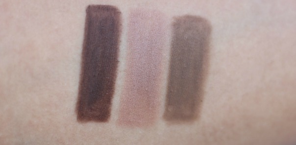 swatches of Jordana Cosmetics Fabubrow Eyebrow Pencil - dark brown.soft brown, light taupe