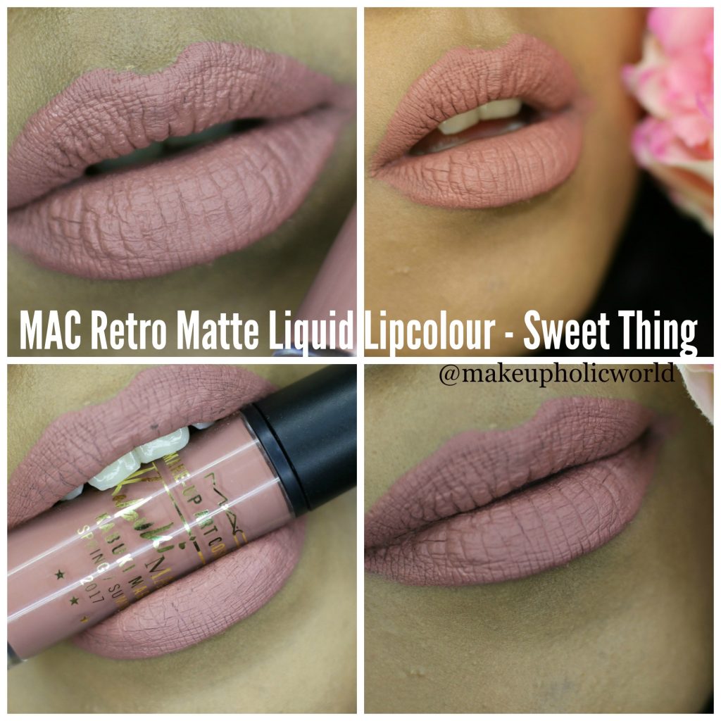 mac x kabuki magic retro matte liquid lipcolour sweet thing swatches